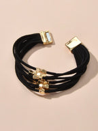 Female Jewellery Metal Beads Multi-layer Black Suede Chain Wrap Women