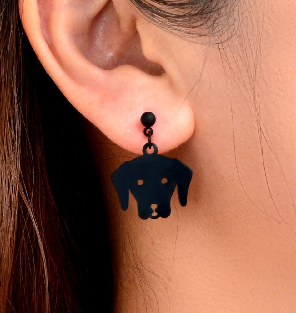 Black Dog Dangle Trendy Animal Puppy Earrings Women Punk Rock Style