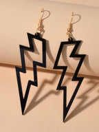 Lightning Bolt Statement Dangle Earrings Retro Punk Hippie Fluro Neon