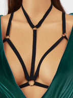 Sexy Black Ribbon Adjustable Elastic Body Chain Party Accessories