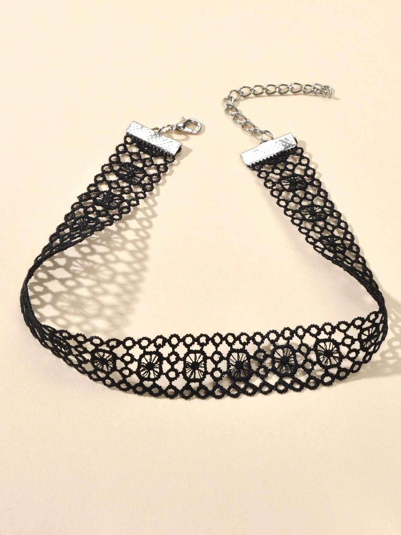 Black Hollow Out Lace Pattern Gothic 90s Tattoo Choker Punk Halloween
