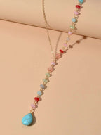 Boho Chic Handmade Colorful Beads Turquoise Water Drop Pendant