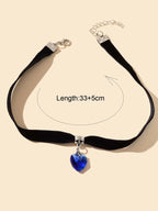 Gothic Style Black Velvet Choker Heart Charm Necklace Punk Halloween