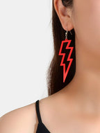 Lightning Bolt Statement Dangle Earrings Retro Punk Hippie Fluro Neon