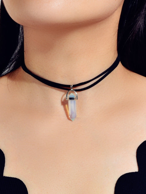 Shadow Signal | Dual Layer Crystal Pendant Choker
