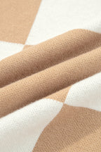 Checker Short Sleeve Drop Shoulder Sweater