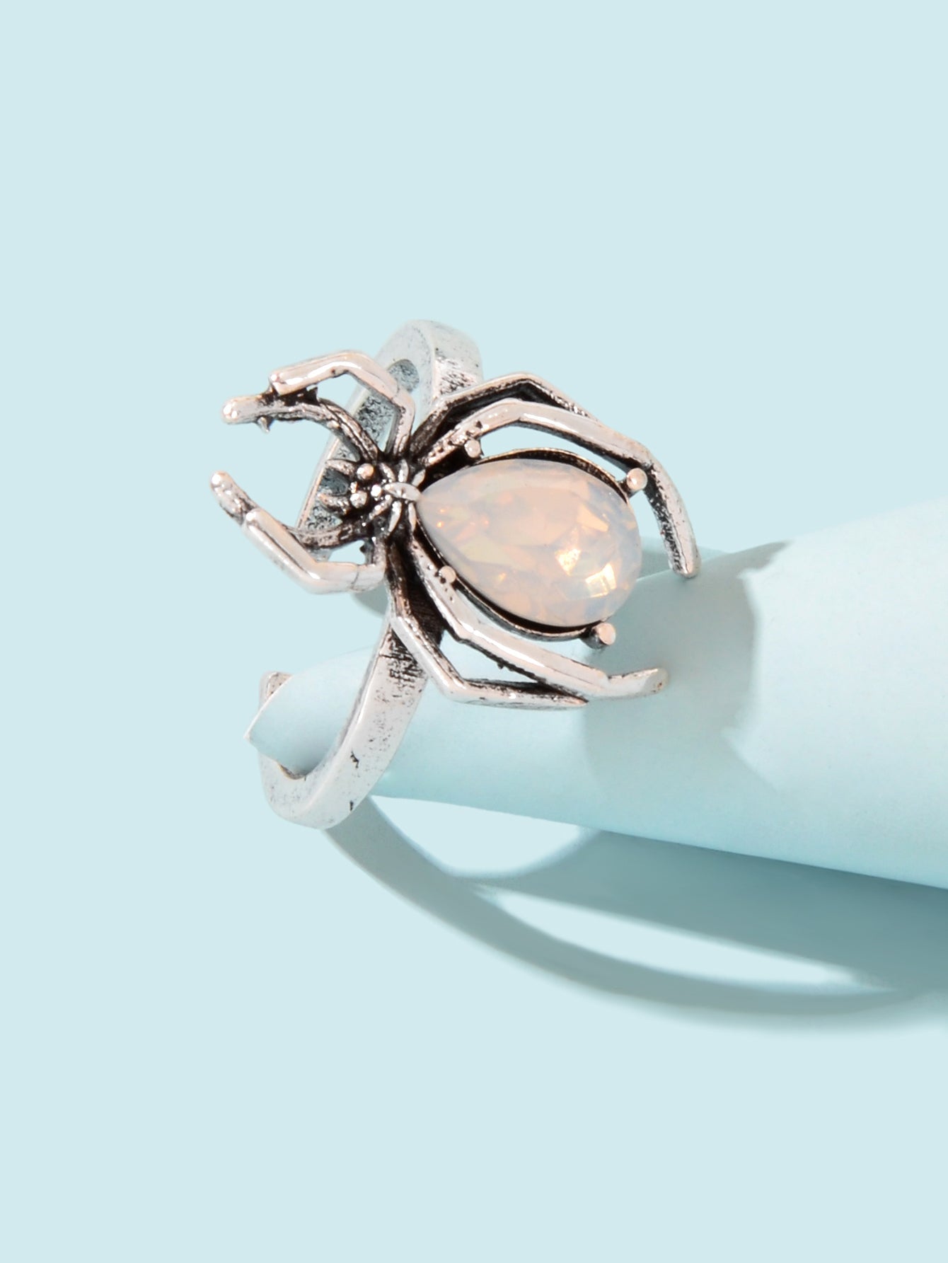 Vintage Silver Spider Open-Ended Ring with Diamond Accents Embrace