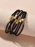 Female Jewellery Metal Beads Multi-layer Black Suede Chain Wrap Women