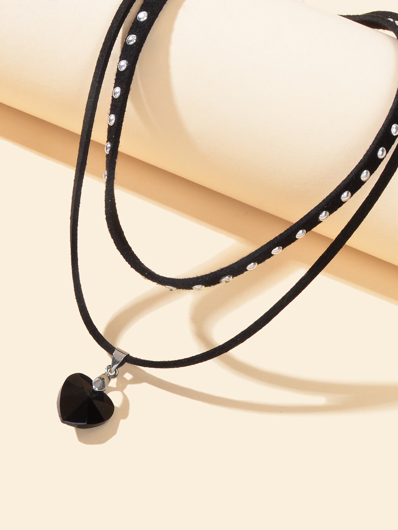 Midnight Heart | Double Layer Choker – Black Crystal Gothic Necklace