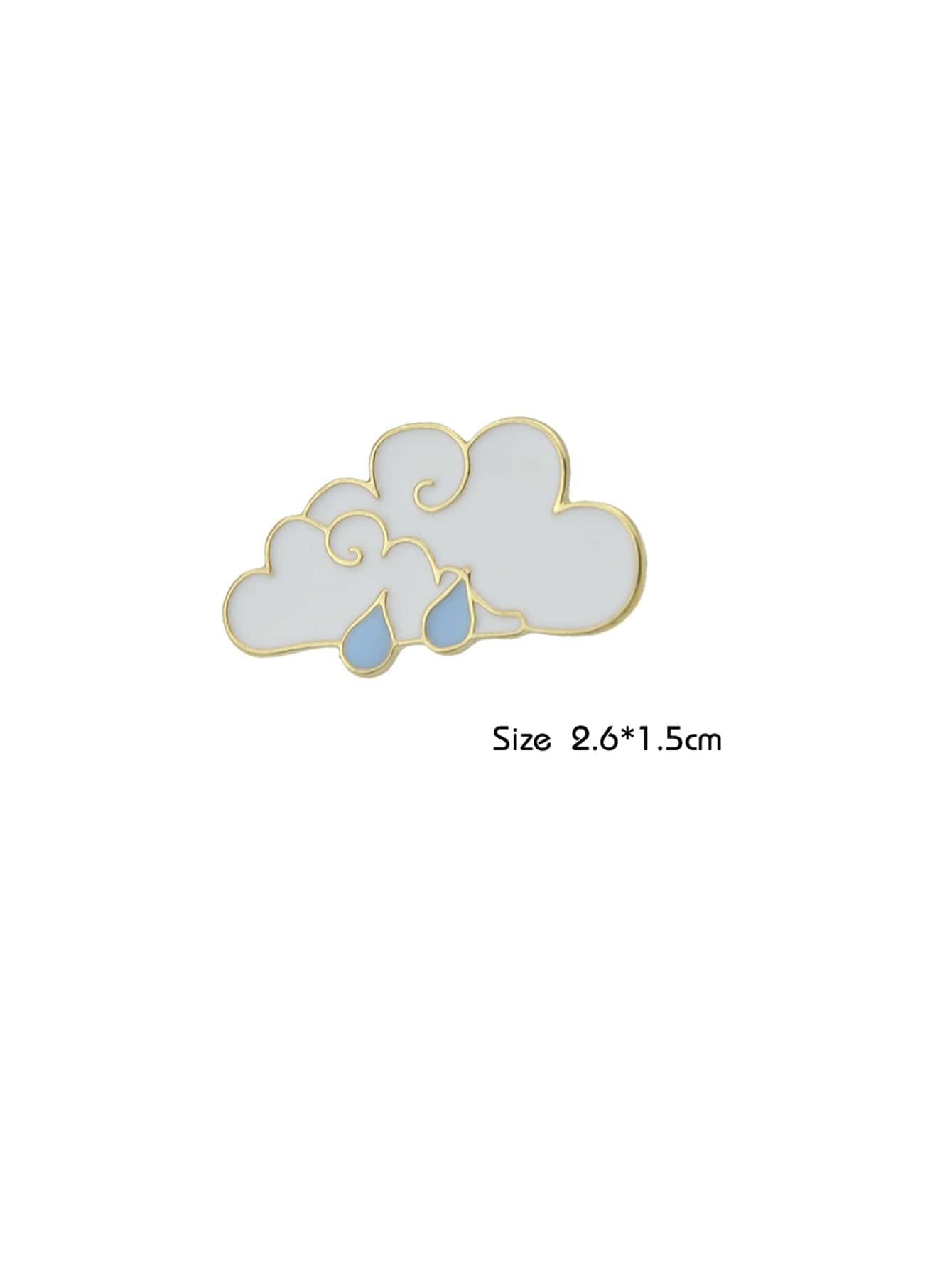 White Cloud Blue Raindrop Enamel Lapel Pin Brooch Backpack Badge