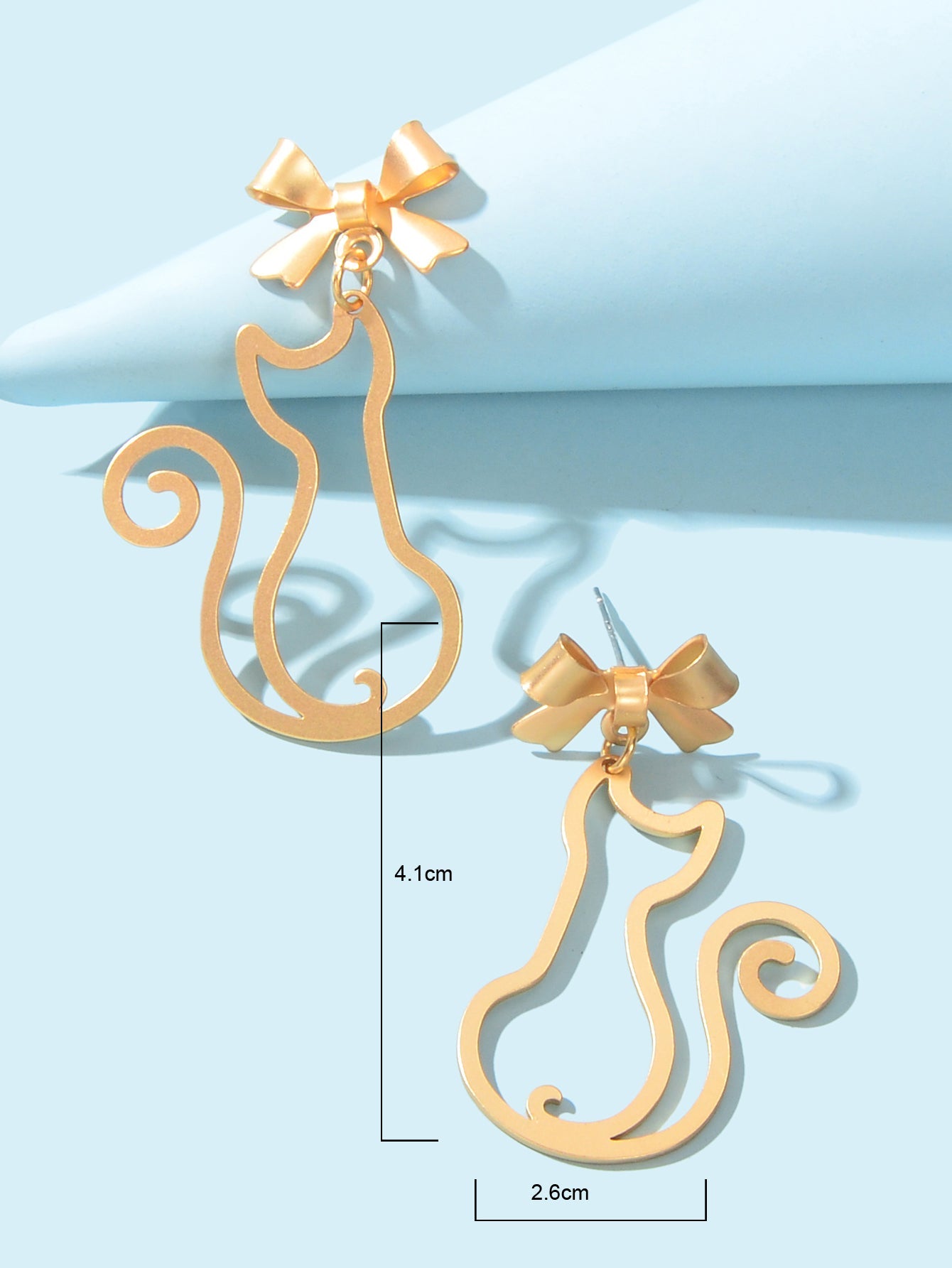 Kawaii Aesthetic Hollow Bow Tie Cat Dangle Earrings Animals Design