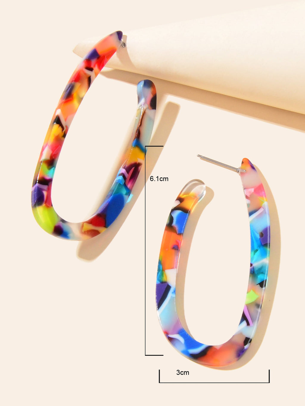 Trendy Acrylic Women Beach Colourful Resin Statement Earrings Vacation