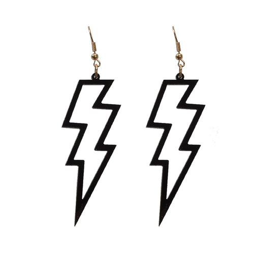 Lightning Bolt Statement Dangle Earrings Retro Punk Hippie Fluro Neon