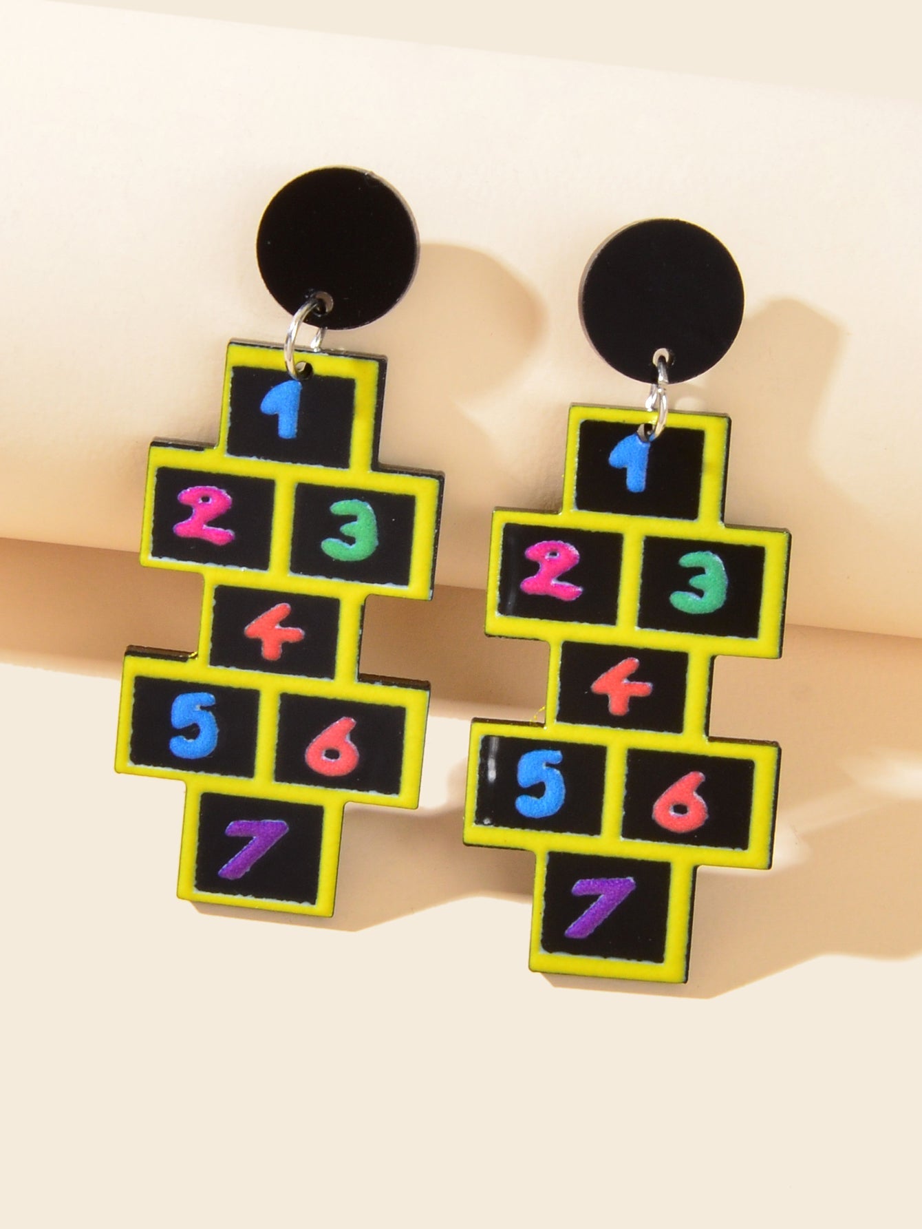 Lightweight Acrylic Colorful Number Geometric Earrings Night Club