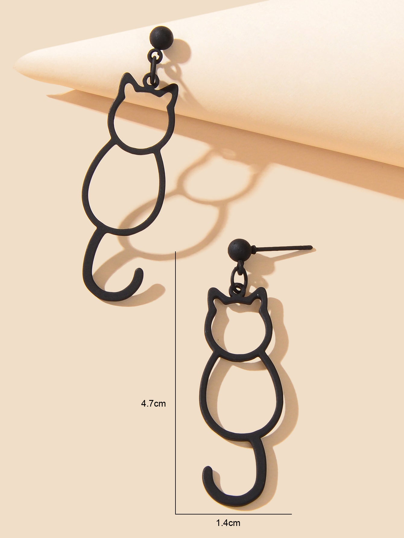 Minimalist Accessories Cartoon Design Hollow Black Cat Dangle Stud