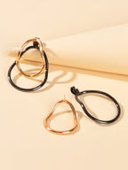 Gold Gunblack Geometric Ear Jacket Front Back Stud Exaggerated