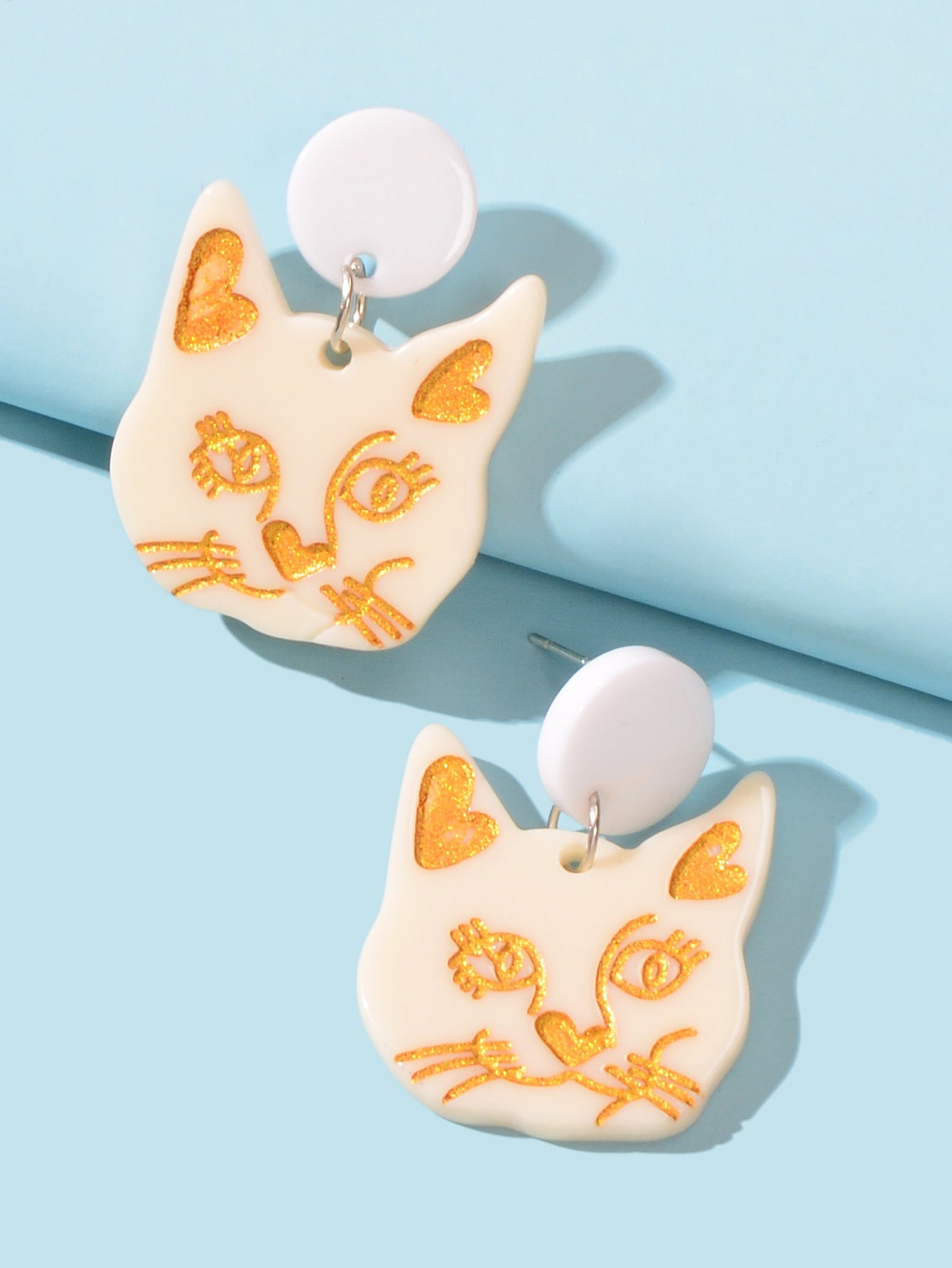 Black Acrylic Dangle Cute Cat Earrings