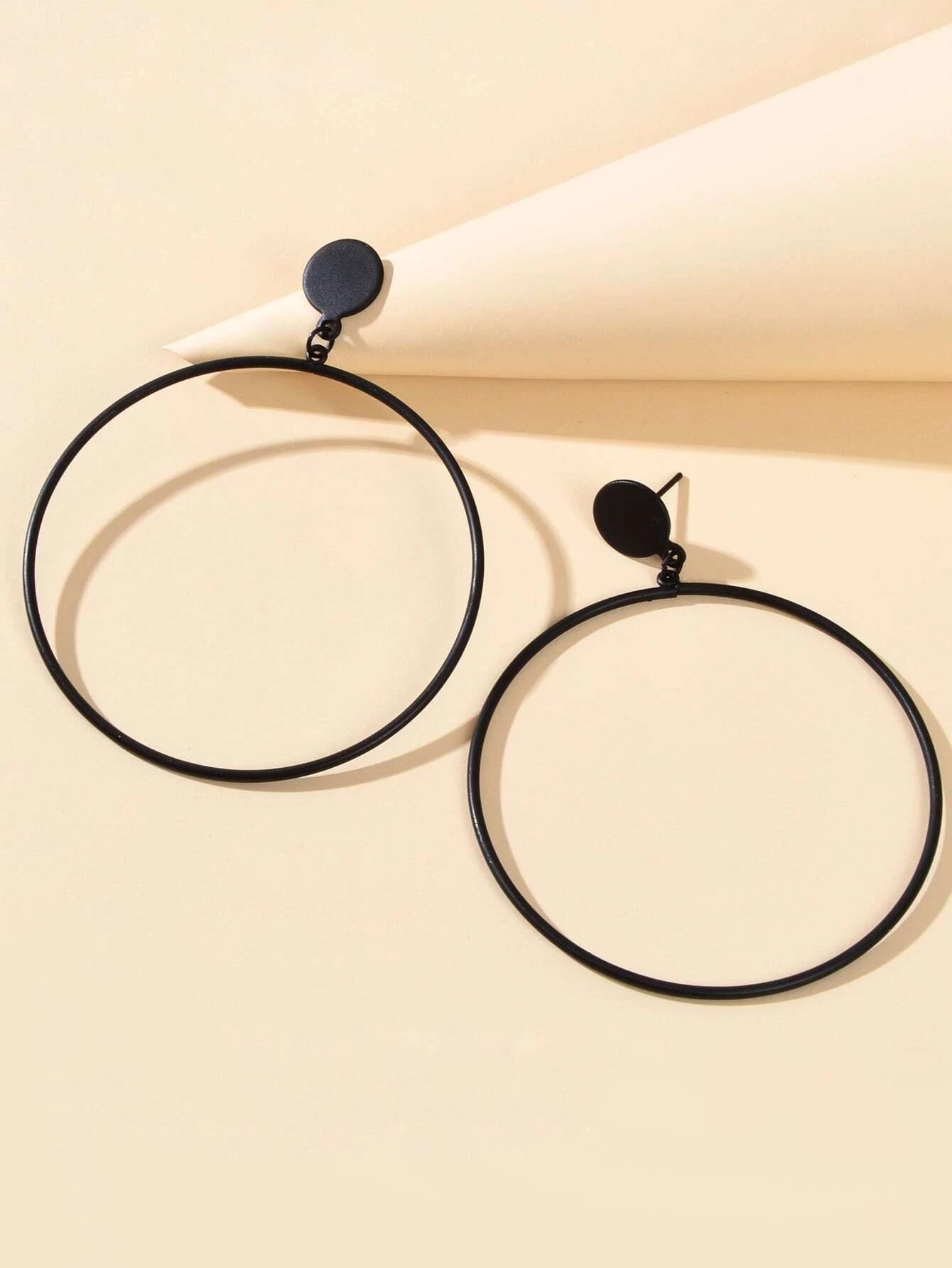 Punk Jewellery Black Minimalist Big Circle Drop Dangle Earrings
