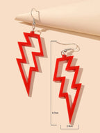 Lightning Bolt Statement Dangle Earrings Retro Punk Hippie Fluro Neon