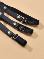 Punk Gothic Black Pu Leather Elastic Leg Chain Cosplay Party Body