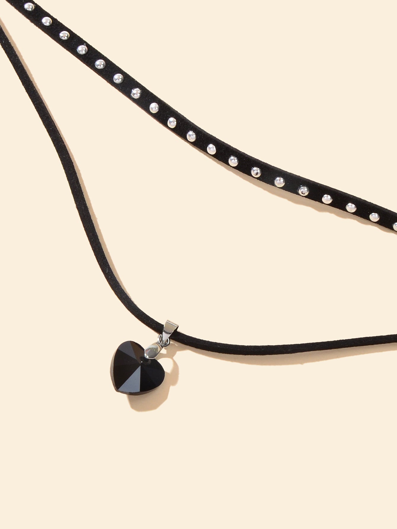 Midnight Heart | Double Layer Choker – Black Crystal Gothic Necklace