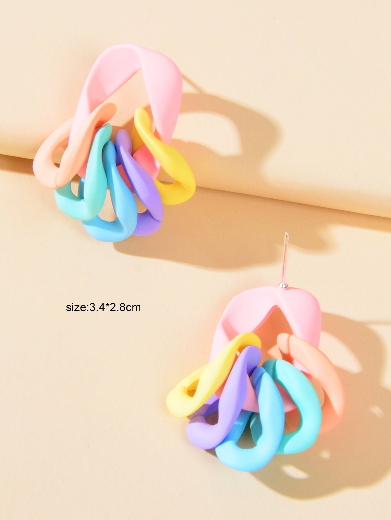 Lovely Candy Color Geometric Resin Earrings Y2K Style Sweet Cute