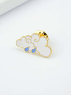 White Cloud Blue Raindrop Enamel Lapel Pin Brooch Backpack Badge