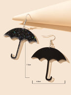 Shiny Acrylic Black Umbrella Drop Dangle Earrings Creative Nightclub
