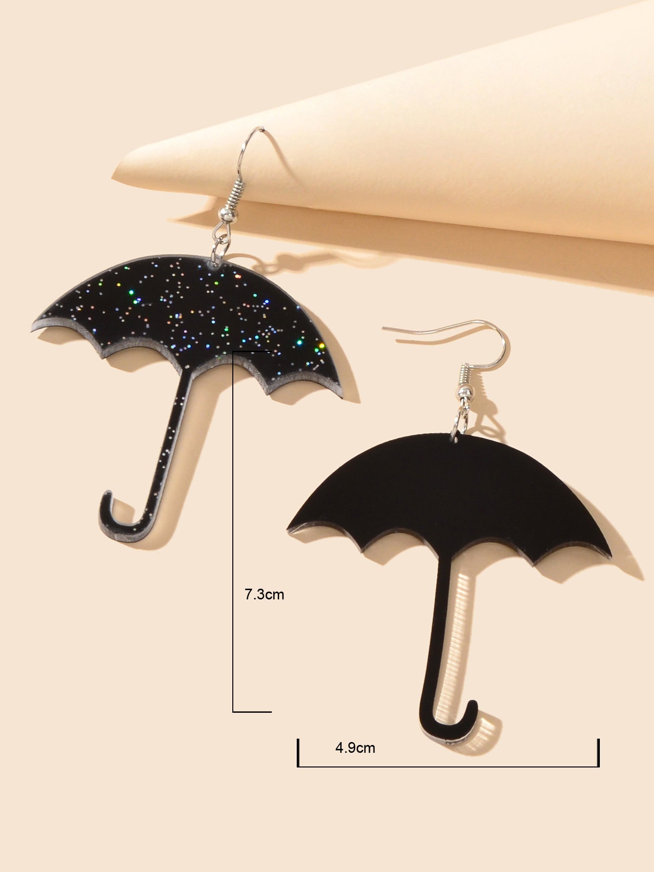 Shiny Acrylic Black Umbrella Drop Dangle Earrings Creative Nightclub