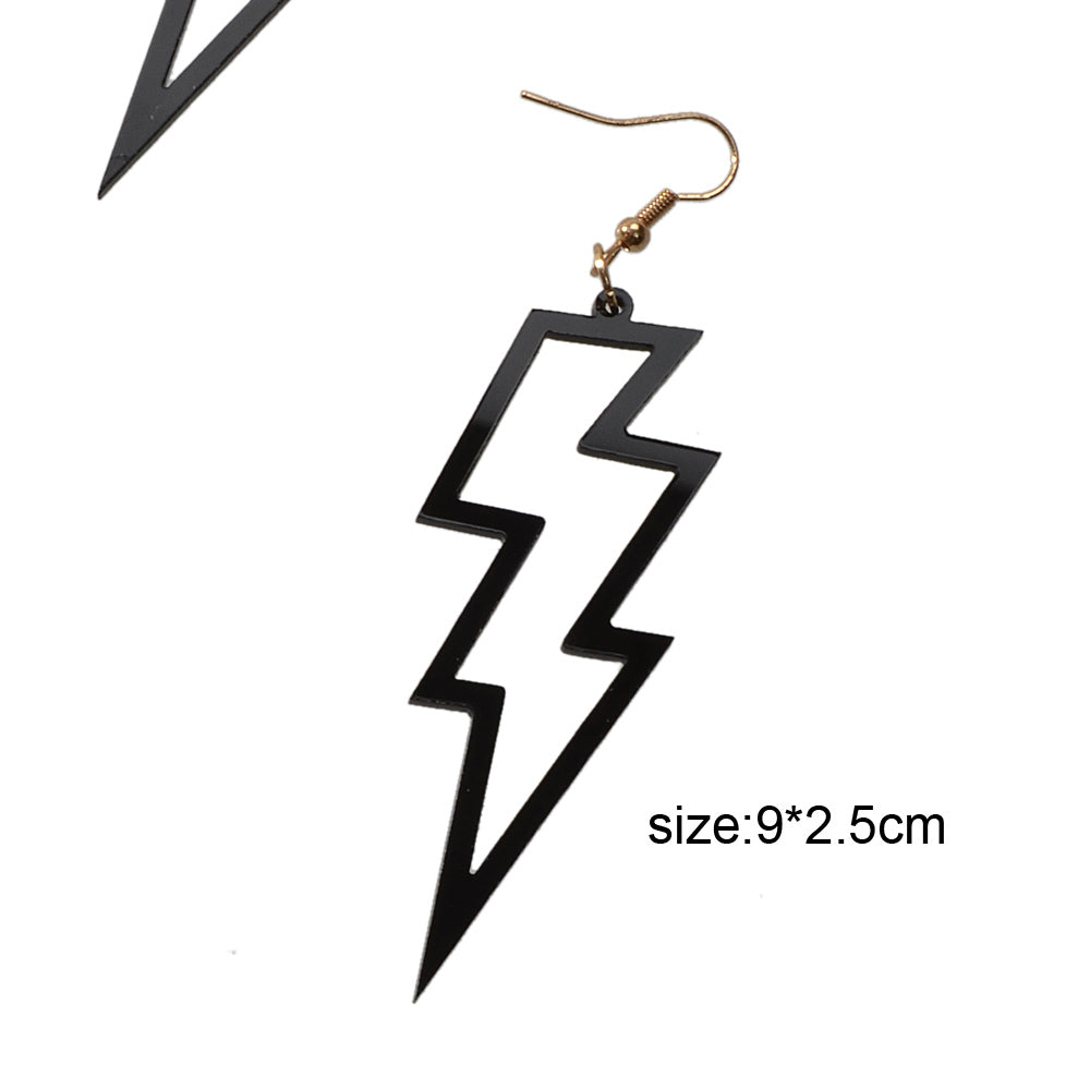 Lightning Bolt Statement Dangle Earrings Retro Punk Hippie Fluro Neon