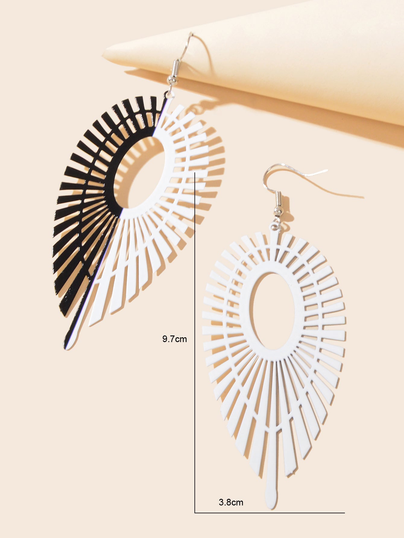 Designer Stylish Black White Hollow Geometric Dangle Earrings Party