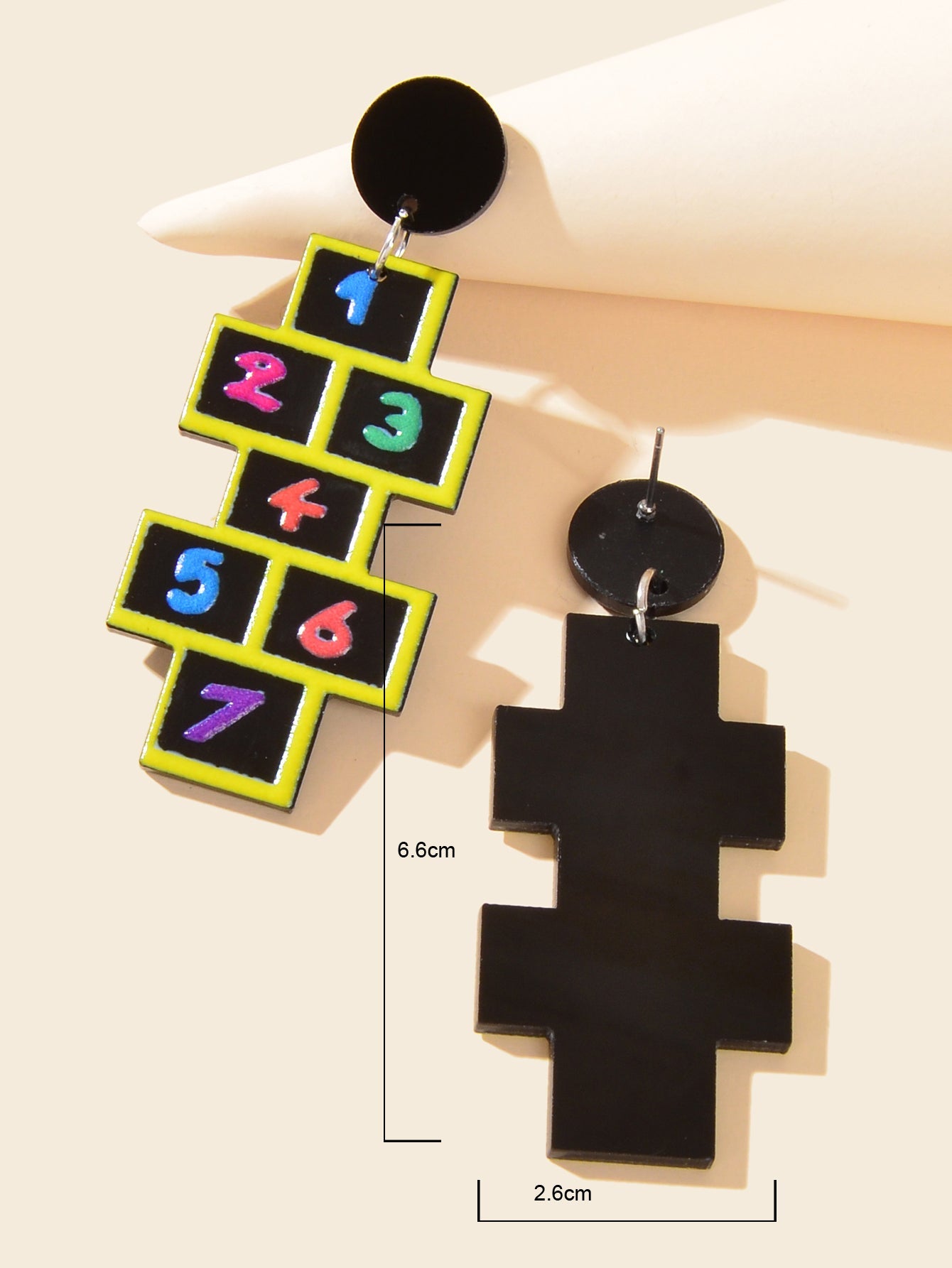 Lightweight Acrylic Colorful Number Geometric Earrings Night Club