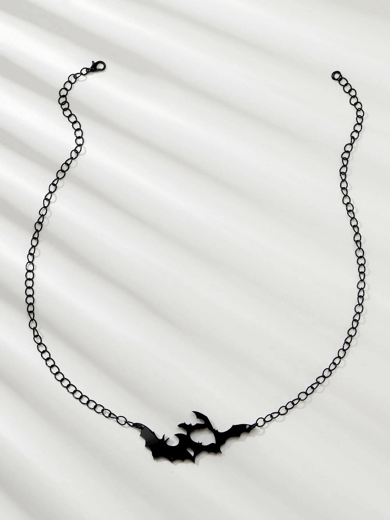 Midnight Flight | Necklace – Gothic Bat Silhouette Chain