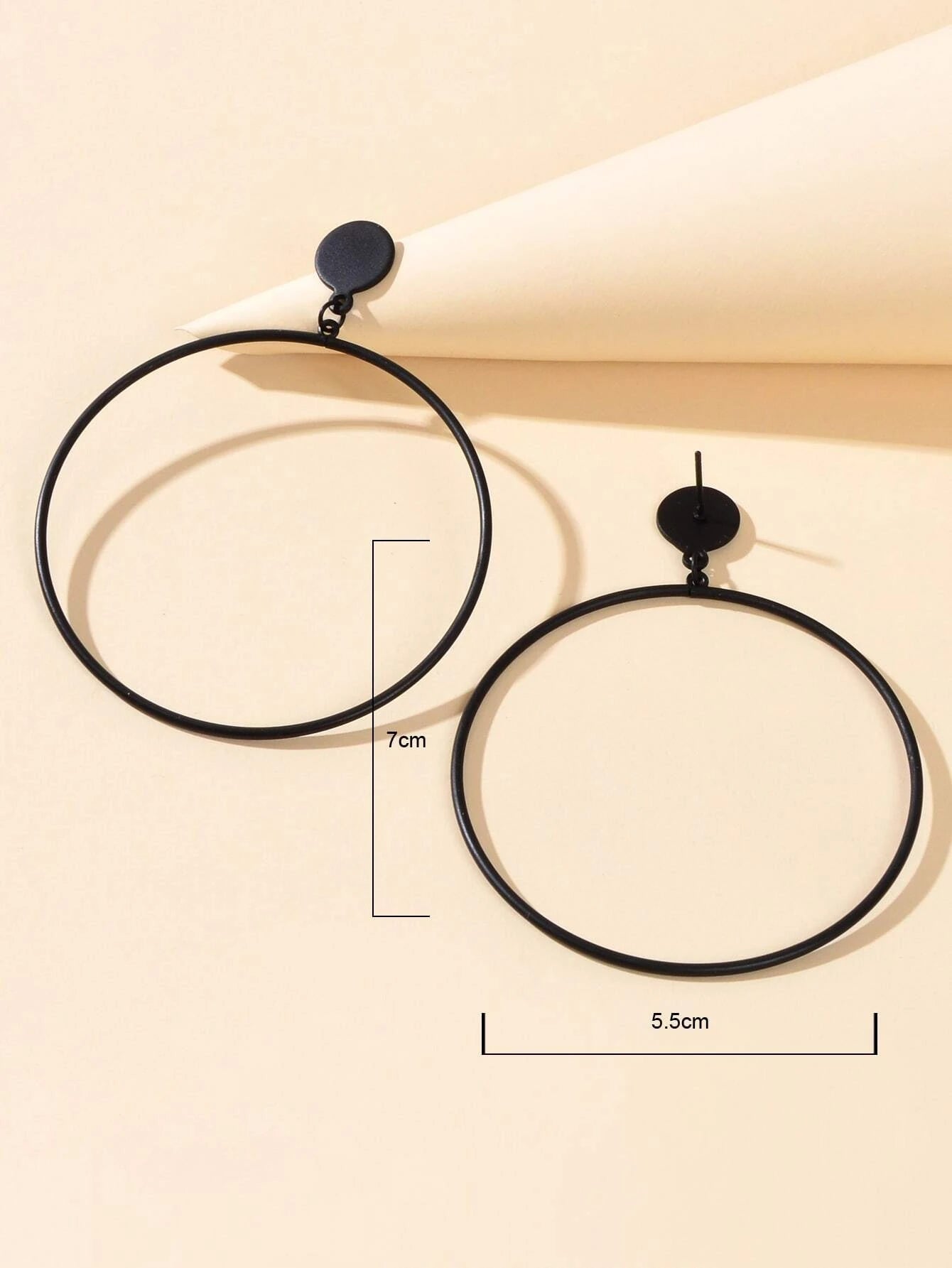 Punk Jewellery Black Minimalist Big Circle Drop Dangle Earrings