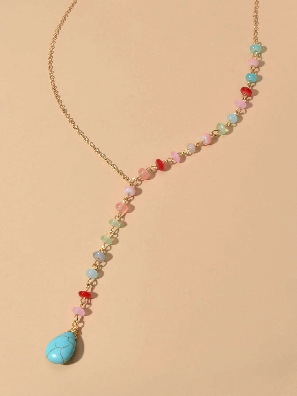 Boho Chic Handmade Colorful Beads Turquoise Water Drop Pendant