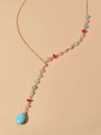 Boho Chic Handmade Colorful Beads Turquoise Water Drop Pendant
