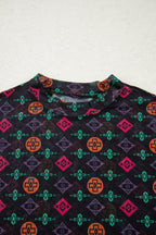 Western Aztec Mesh Long Sleeve Top