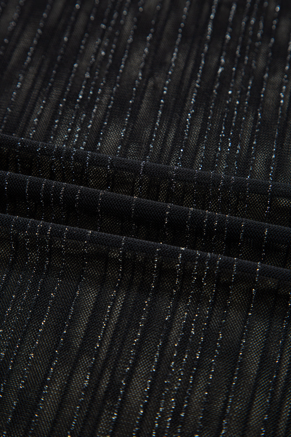 Plus Size Shimmer Textured Mesh Long Sleeve Top