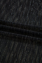 Plus Size Shimmer Textured Mesh Long Sleeve Top