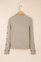 Floral Ribbed Embroidered Long Sleeve Top