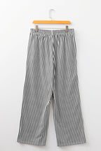 Stripe Pocketed Elastic High Waist Pants