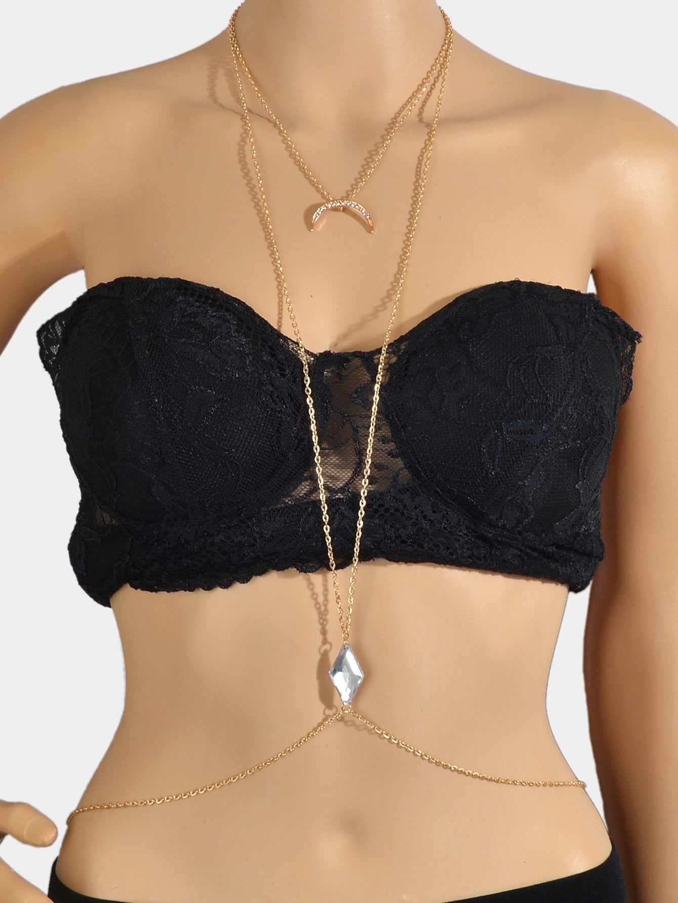 Glamorous Sexy Beach Body Chain Moon Chest Harness Belly Waist