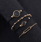 Black Turquoise Pattern Bracelet Handmade Chain Black Square