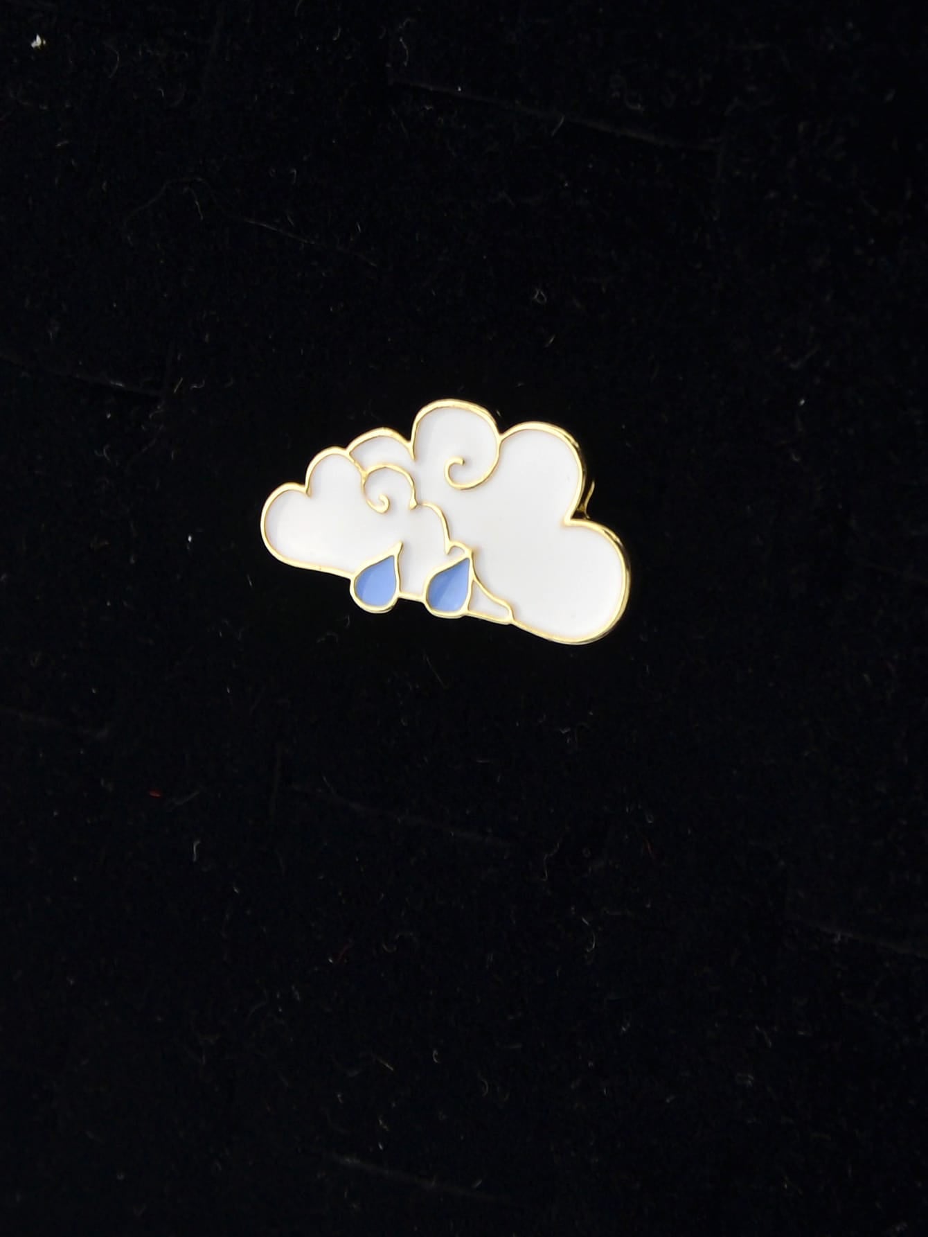 White Cloud Blue Raindrop Enamel Lapel Pin Brooch Backpack Badge
