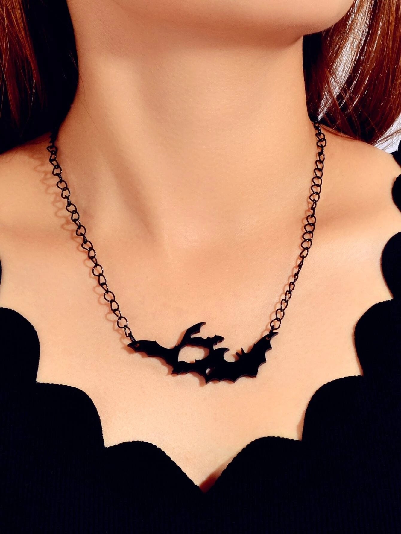 Midnight Flight | Necklace – Gothic Bat Silhouette Chain