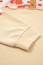 Floral Plaid Patchwork Long Sleeve Henley Top