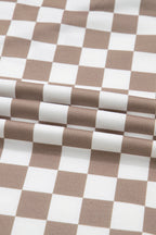 Checker Patchwork Tie Neck Oversized Hoodie