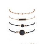 Black Turquoise Pattern Bracelet Handmade Chain Black Square