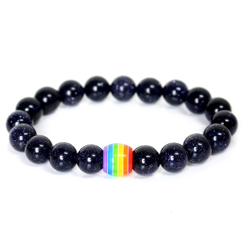 Obsidian Pulse | Pride stone bead bracelet