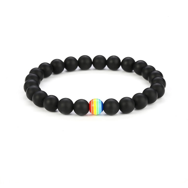 Obsidian Pulse | Pride stone bead bracelet